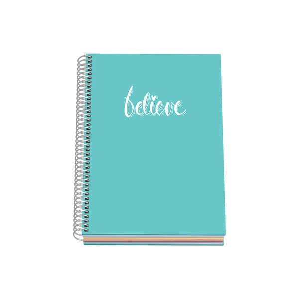 Dohe Serie Pastel Cuaderno con Espiral - Tamaño A5 de 100 Hojas 90gr - Hojas Microperforadas con 2 Taladros - Cuadricula 5mm - Color Verde Pastel - Prinkweb
