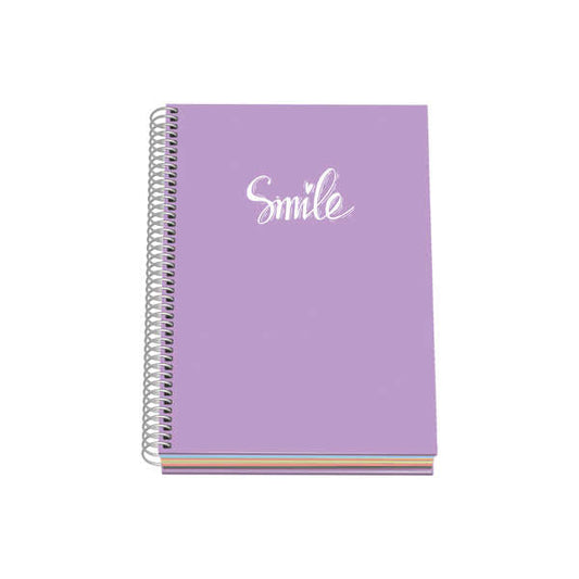 Dohe Serie Pastel Cuaderno con Espiral - Tamaño A5 de 100 Hojas 90gr - Hojas Microperforadas con 2 Taladros - Cuadricula 5mm - Color Morado Pastel - Prinkweb