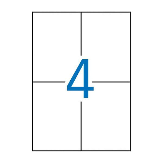 Embalagem de 400 etiquetas amovíveis Apli, 105 x 148 mm - 100 folhas x 4 etiquetas - Bordas retas - Permite a remoção sem deixar vestígios - Brancas 