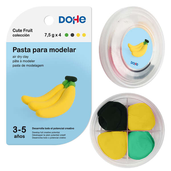 Pâte à modeler banane Dohe Cute Fruit Collection - Légère et flexible - Convient aux enfants de 3 à 5 ans 