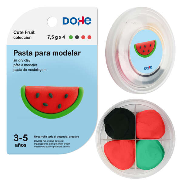 Massa de Modelar Dohe Cute Fruit Collection Melancia - Leve e Flexível - Adequada para Crianças dos 3 aos 5 Anos 