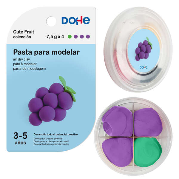 Massa de Modelar Dohe Cute Fruit Collection em Formato de Uva - Leve e Flexível - Adequada para Crianças dos 3 aos 5 Anos 