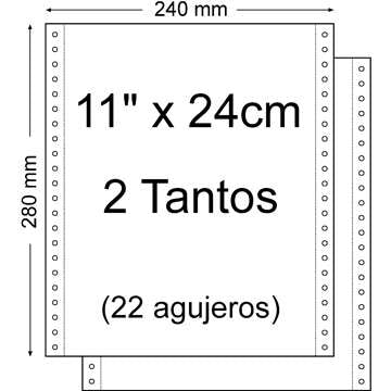 Papel Continuo 11" x 240mm - Juego de 2 Tantos - Envase de 1.500 Unidades - Color Blanco - Prinkweb