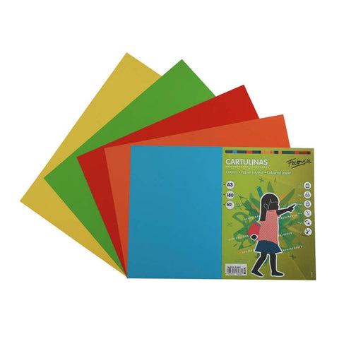 Fabrisa Lot de 50 feuilles de carton 180 g/m² - Format A3 - Couleurs vives assorties 