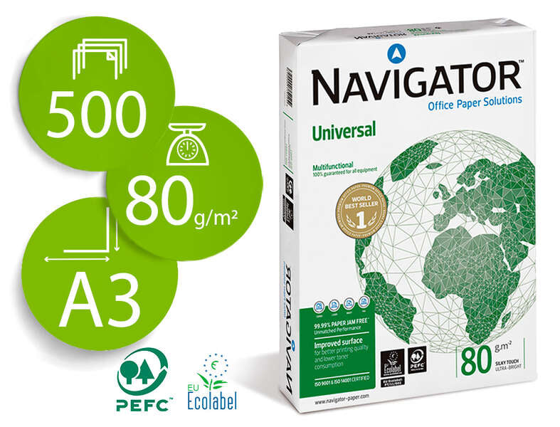 Navigator Papel A3 80gr 297x420mm (500 Hojas) Blanco - Cantidad: 5 - Prinkweb
