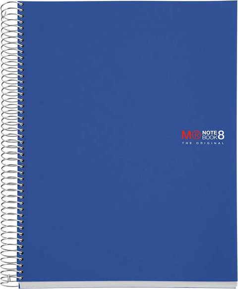 Miquel Rius Notebook8 Spiral Notebook A4 Format - 200 Sheets of 70 g Micro-perforated with 4 Holes - Polypropylene Covers - 5x5 Grid - Blue Color