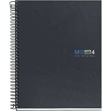 Miquel Rius Notebook4 Cuaderno de Espiral Formato A5 - 160 Hojas Lisas Microperforadas con 2 Taladros - Cubiertas de Carton Extraduro - Color Gris Oscuro - Prinkweb