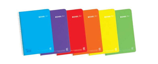 Enri Plus Cuaderno Espiral Formato Folio Cuadriculado 5x5mm - 80 Hojas 90gr con Margen - Cubierta de Plastico - Colores Surtidos - Cantidad: 5 - Prinkweb