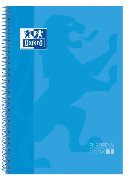 Oxford Europeanbook 1 Cuaderno Espiral Formato A4+ Cuadriculado 5x5mm - 80 Hojas - Banda de Color - Tapa Extradura Brillante - Color Turquesa - Prinkweb