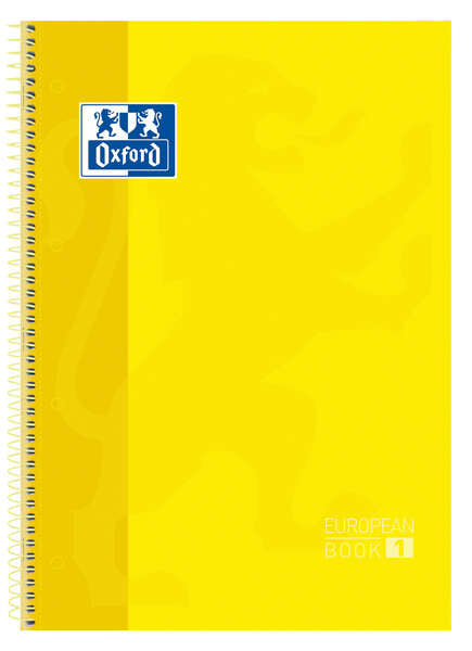 Oxford Europeanbook 1 Cuaderno Espiral Formato A4+ Cuadriculado 5x5mm - 80 Hojas - Banda de Color - Tapa Extradura Brillante - Color Amarillo - Prinkweb