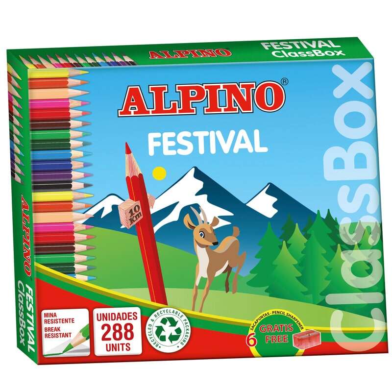 Alpino Festival Lapices Hexagonales de Colores - Mina de 3mm - 12 Colores x 24 Uds - Ide