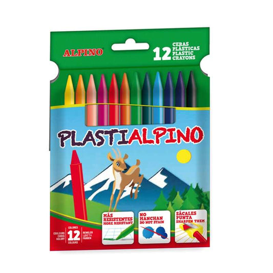 Alpino Ceras PlastiAlpino para Niños - Material Resistente - No Manchan - Colores Brillan