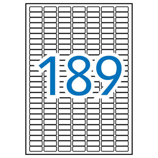 Apli Pack de 1.890 Etiquetas Rectangulares 25.4x10mm - 10 Hojas por 189 Etiquetas - Adhesivo Permanente - Cantos Romos - Aptas para Impresion Inkjet y Laser - Color Blanco - Prinkweb