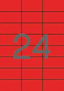 Apli Pack de 2.400 Etiquetas 70x37mm - 100 Hojas x 24 Etiquetas - Adhesivo Permanente - Cantos Rectos - Color Rojo - Prinkweb