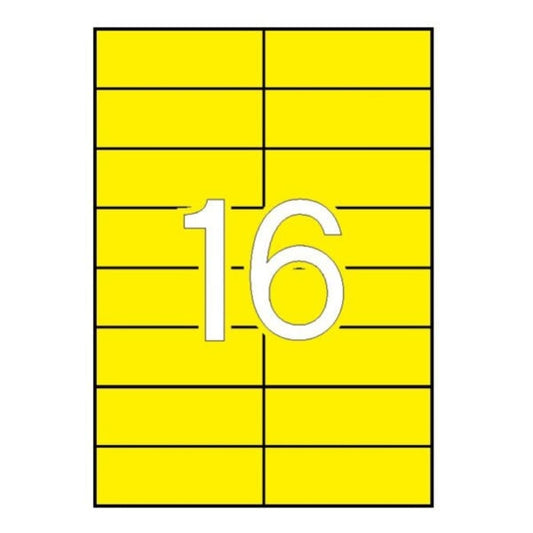 Apli Pack 1.600 Etiquetas 105x37mm - 100 Hojas por 16 Etiquetas - Adhesivo Permanente - Cantos Rectos - Color Amarillo - Prinkweb