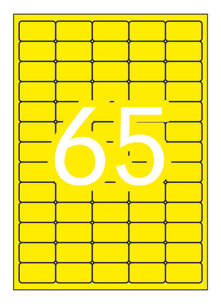Apli Pack de 1.300 Etiquetas Amarillo Fluorescente 38.1x21.2mm - 20 Hojas x 65 Etiquetas - Adhesivo Permanente - Cantos Rectos - Prinkweb