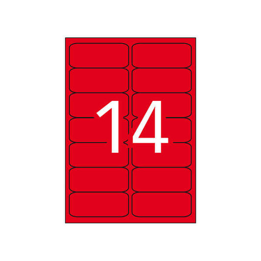 Apli Etiquetas Rojo Fluorescente Permanentes 99.1 x 38.1mm 20 Hojas - Prinkweb