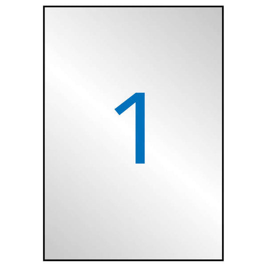 Apli Pack de 20 Etiquetas 210x 297mm - Adhesivo Permanente - Cantos Rectos - Color Plata - Prinkweb