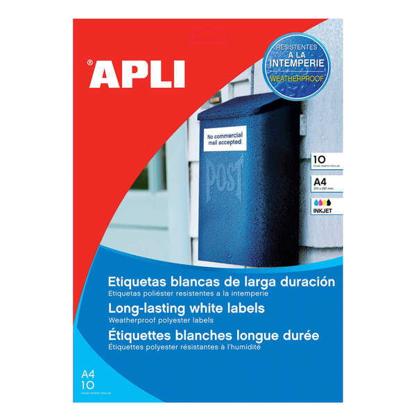 Apli Etiquetas Blancas Resistentes Intemperie 99.1 x 139mm 10 Hojas - Prinkweb
