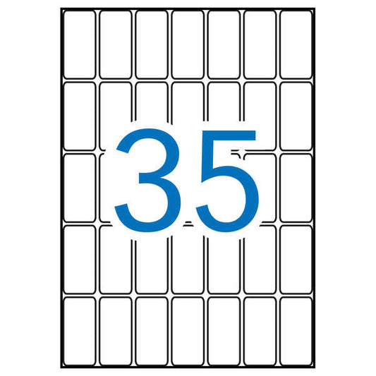 Apli Pack de 525 Etiquetas Rectangulares 18x40mm - 15 Hojas A5 por 35 Etiquetas - Adhesivo Permanente - Cantos Romos - Color Blanco