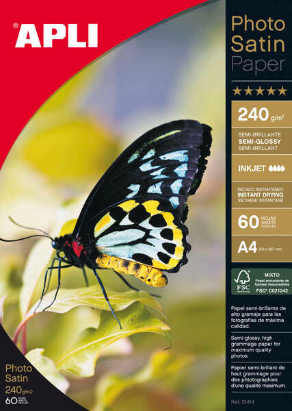 Apli Papel Fotografico Photosatin A4 240g 60 Hojas - Prinkweb