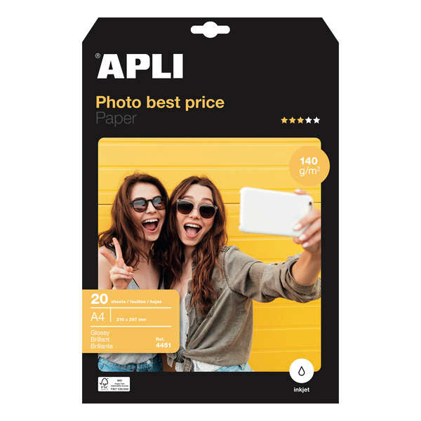 Apli Papel Fotografico Photobasic A4 140g 20 Hojas - Prinkweb