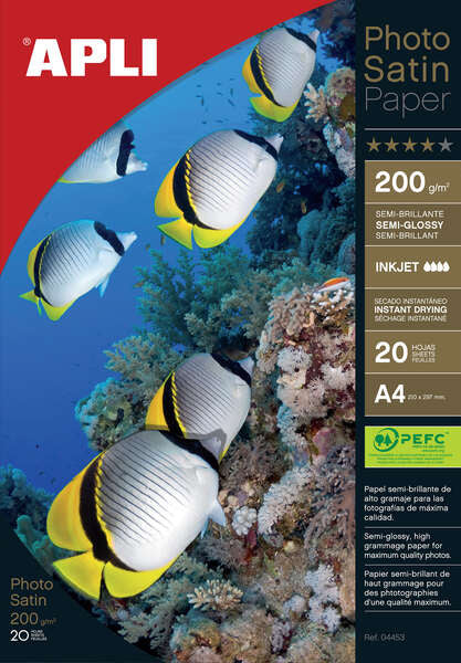 Apli Papel Fotografico Photosatin A4 200g 20 Hojas - Prinkweb