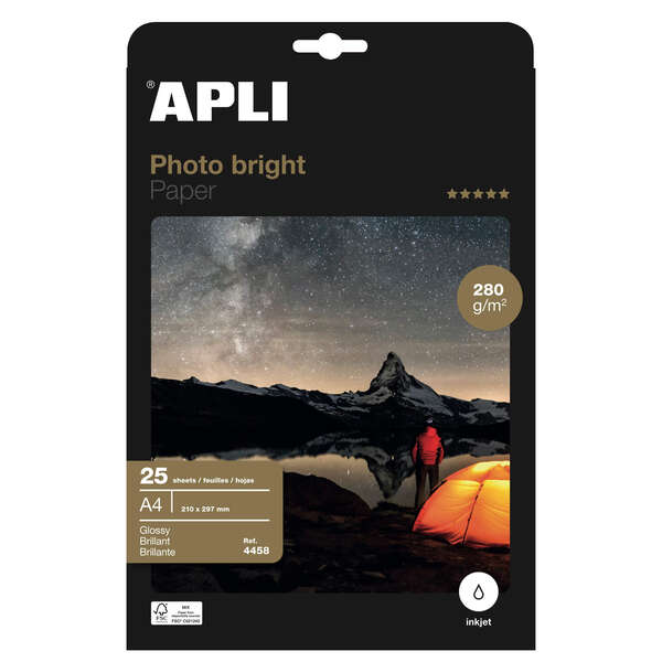Apli Papel Fotografico Photobright A4 280g 25 Hojas - Prinkweb
