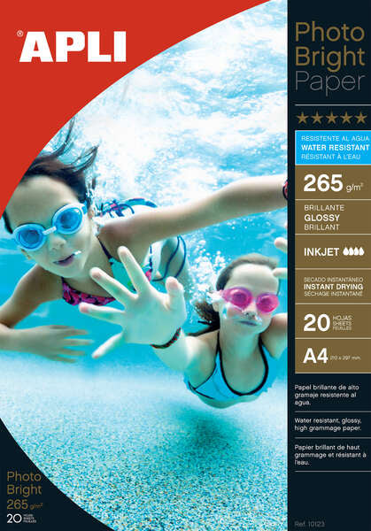Apli Papel Fotografico Photobright Resistente Al Agua A4 265g 20 Hojas - Prinkweb