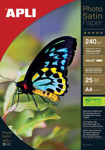 Apli Papel Fotografico Photosatin A4 240g 25 Hojas - Prinkweb