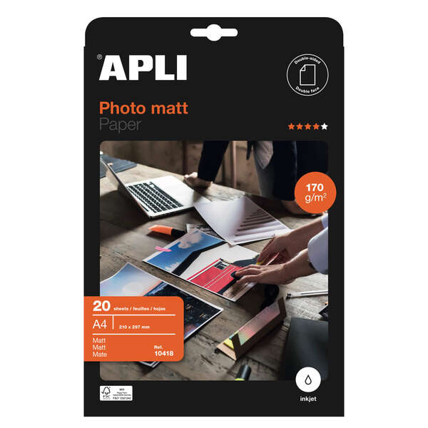 Apli Papel Fotografico Matt A4 170g 20 Hojas - Prinkweb