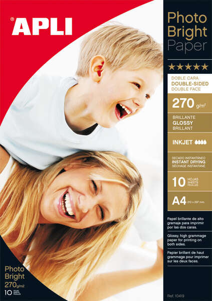 Apli Papel Fotografico Photobright Doble Cara A4 270g 10 Hojas - Prinkweb