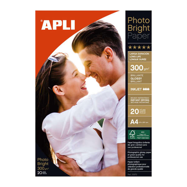 Apli Papel Fotografico Photobright Larga Duracion A4 300g 20 Hojas - Prinkweb