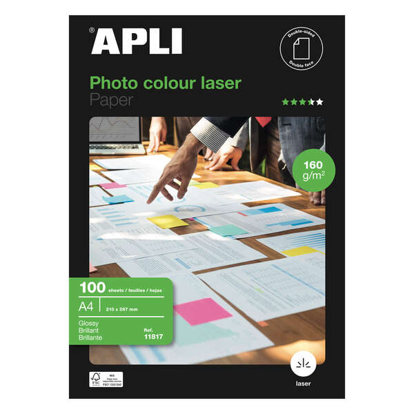 Apli Papel Fotografico Colour Laser A4 160g 100 Hojas - Prinkweb
