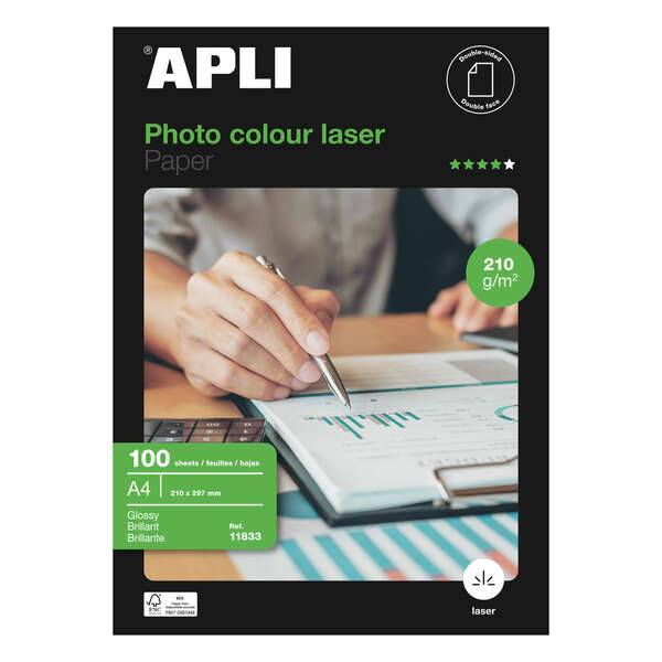 Apli Papel Fotografico Colour Laser A4 210g 100 Hojas - Prinkweb