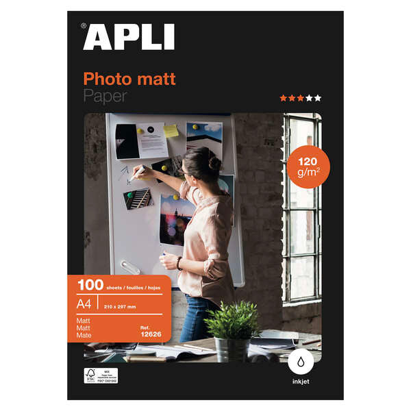 Apli Papel Fotografico Matt A4 120g 100 Hojas - Prinkweb