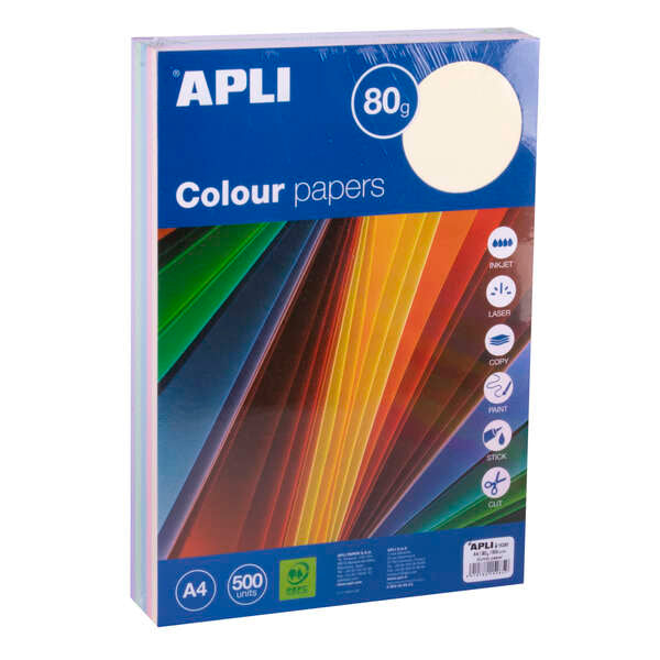 Apli Papel Color Surtido Pastel A4 500 Hojas - Prinkweb