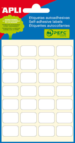 Étiquettes blanches Apli pour mini-sacs 12,0 x 18,0 mm, 6 feuilles 