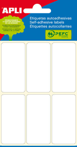 Étiquettes blanches Apli pour mini-sacs 26,0 x 54,0 mm, 6 feuilles 