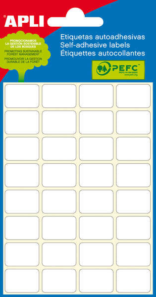 Étiquettes blanches Apli pour mini-sacs 31,0 x 100,0 mm, 6 feuilles 