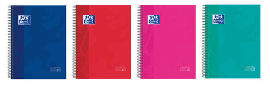 Oxford Europeanbook 10 Cuaderno Espiral Formato A4+ Cuadriculado 5x5mm - 150 Hojas - Tapa Extradura acabado Brillante - 10 Bandas de Color - Colores Surtidos - Cantidad: 5 - Prinkweb
