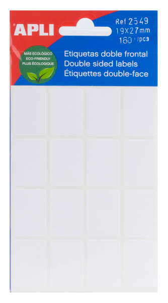 Etiquetas brancas de dupla face Apli, 19,0 x 27,0 mm 