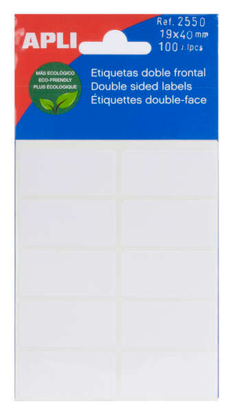 Etiquetas brancas de dupla face Apli, 19,0 x 40,0 mm 