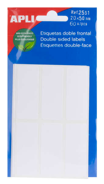 Etiquetas brancas de dupla face Apli 20,0 x 50,0 mm 