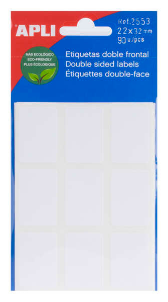Etiquetas brancas de dupla face Apli, 22,0 x 32,0 mm 