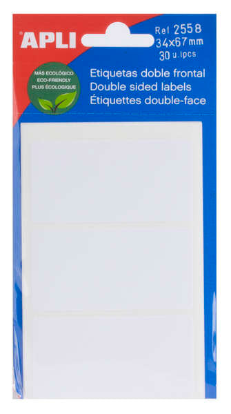 Etiquetas brancas de dupla face Apli, 34,0 x 67,0 mm 