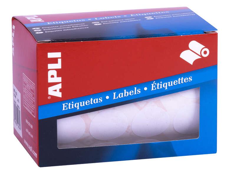 Apli Rollo Etiquetas Blancas Permanentes Ø 25.0mm