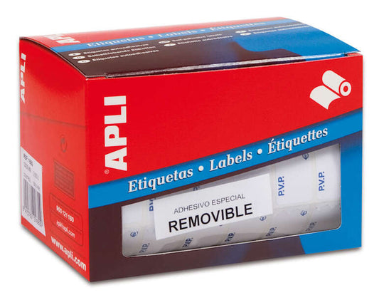 Apli Rollo de 2.520 Etiquetas PVP 16x22mm - Texto Preimpreso con las Siglas PVP - Adhesivo Removible - Color Blanco - Prinkweb