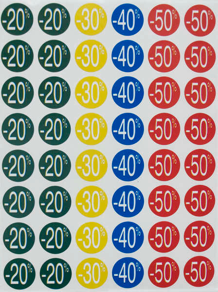 Apli Etiquetas de Descuento -20%/-50% Ø 24mm 5 Hojas - Prinkweb