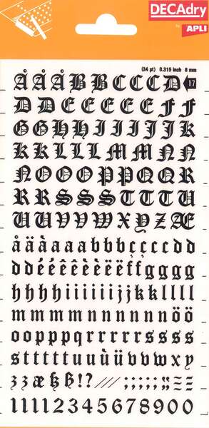 Apli Letras y Numeros Transferibles - 8mm - Facil Aplicacion - Negros Intensos - 199 Caracteres - Negro - Prinkweb